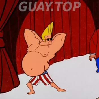 Johnny Bravo gordo en shorts de bandera norteamericana