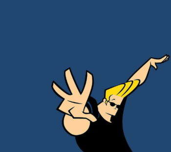 Caricatura de Johnny Bravo wallpaper fondo azul