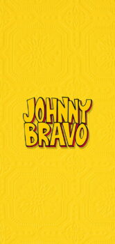 Johnny Bravo wallpaper logotipo de la serie en fondo amarillo