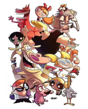 Wallpaper personajes de cartoon network Johnny Bravo junto a el perro Coraje las Chicas Superpoderosas Dexter Vaca y Pollito